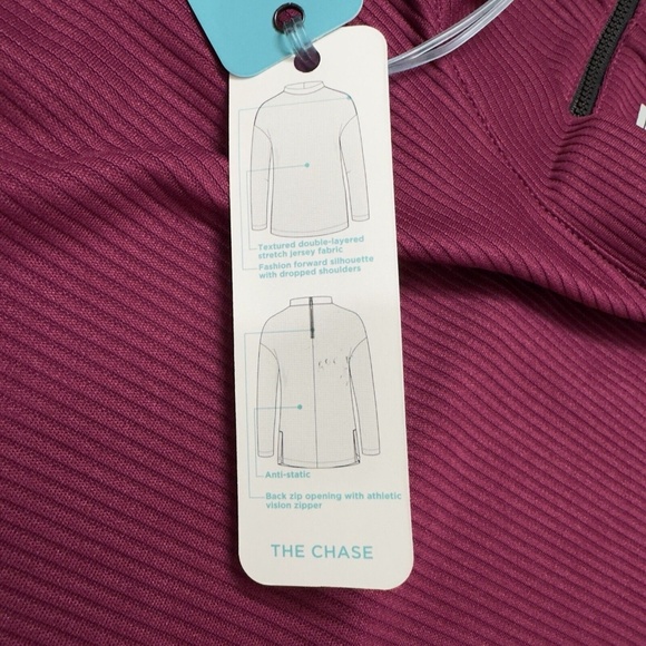 Leveler The Chase Women's Large Burgundy Mock Neck Long Sleeve Ribbed Top - Picture 12 of 15